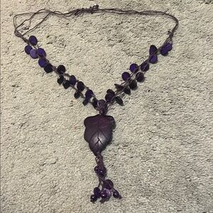 Purple Leaf Pendant Necklace